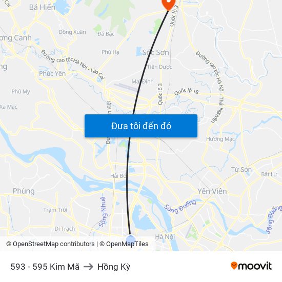 593 - 595 Kim Mã to Hồng Kỳ map