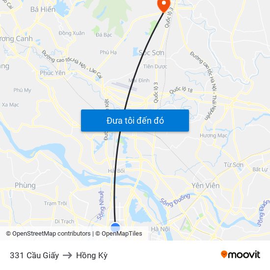 331 Cầu Giấy to Hồng Kỳ map