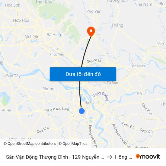 Sân Vận Động Thượng Đình - 129 Nguyễn Trãi to Hồng Kỳ map