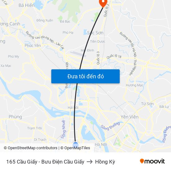 165 Cầu Giấy - Bưu Điện Cầu Giấy to Hồng Kỳ map