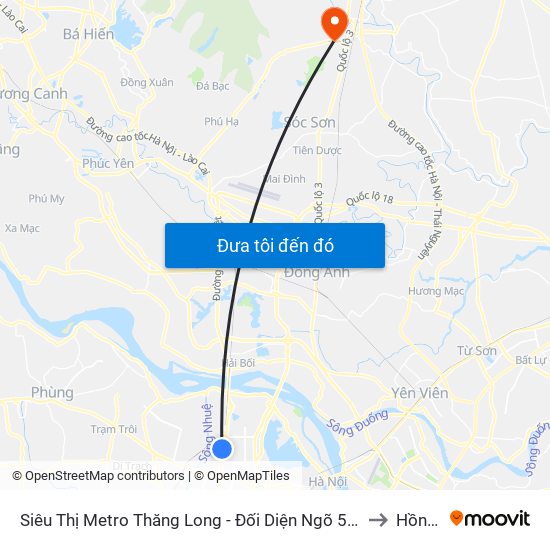 Siêu Thị Metro Thăng Long - Đối Diện Ngõ 599 Phạm Văn Đồng to Hồng Kỳ map