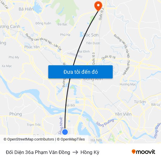 Đối Diện 36a Phạm Văn Đồng to Hồng Kỳ map