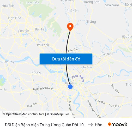 Đối Diện Bệnh Viện Trung Ương Quân Đội 108 - Trần Hưng Đạo to Hồng Kỳ map