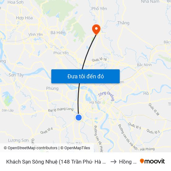Khách Sạn Sông Nhuệ (148 Trần Phú- Hà Đông) to Hồng Kỳ map