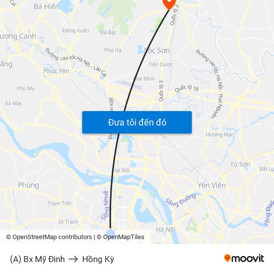 (A) Bx Mỹ Đình to Hồng Kỳ map