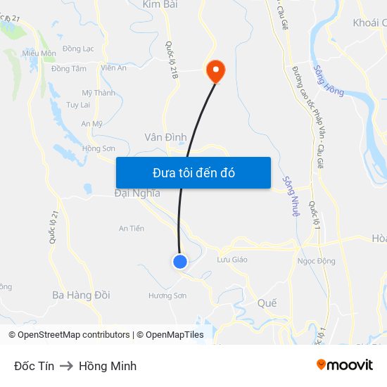 Đốc Tín to Hồng Minh map