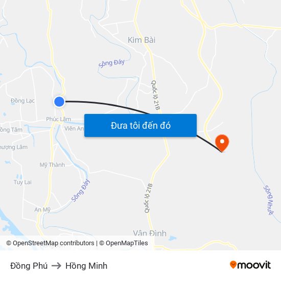 Đồng Phú to Hồng Minh map