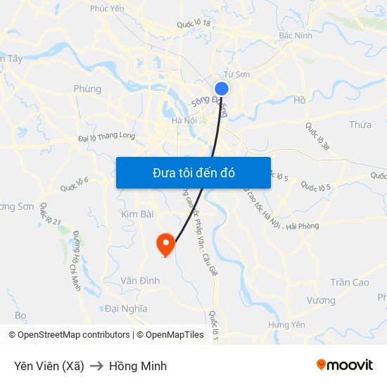 Yên Viên (Xã) to Hồng Minh map