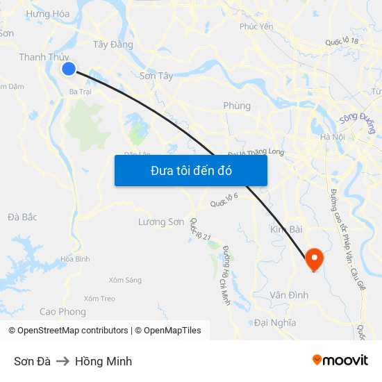 Sơn Đà to Hồng Minh map