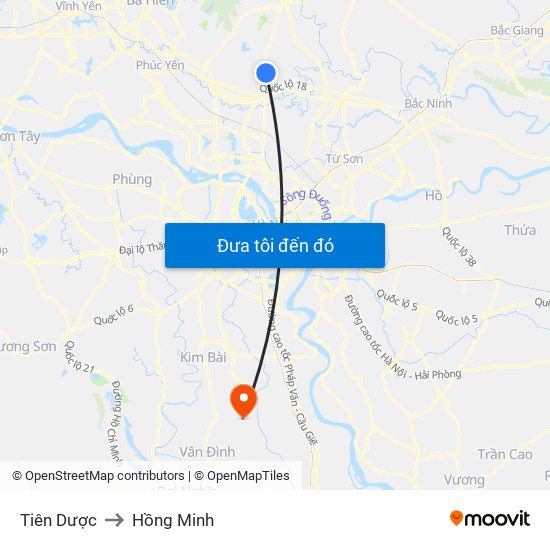 Tiên Dược to Hồng Minh map