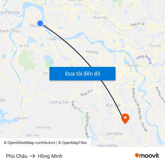 Phú Châu to Hồng Minh map