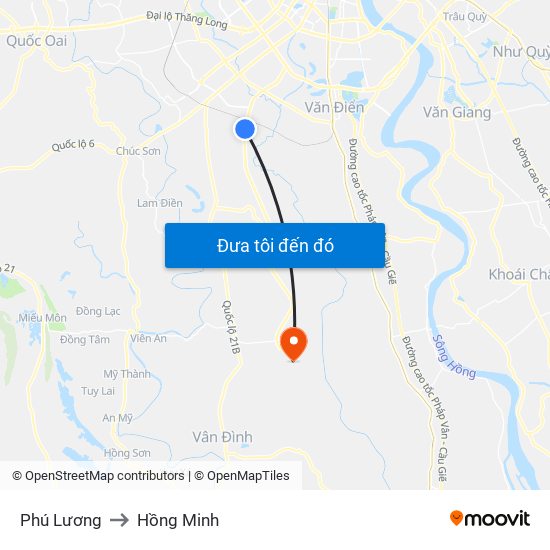 Phú Lương to Hồng Minh map