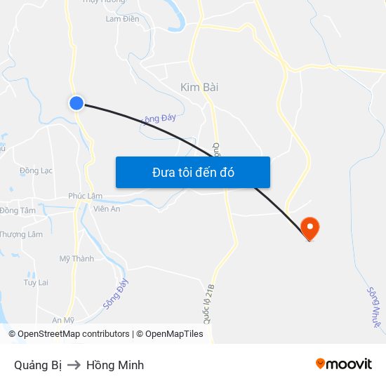 Quảng Bị to Hồng Minh map