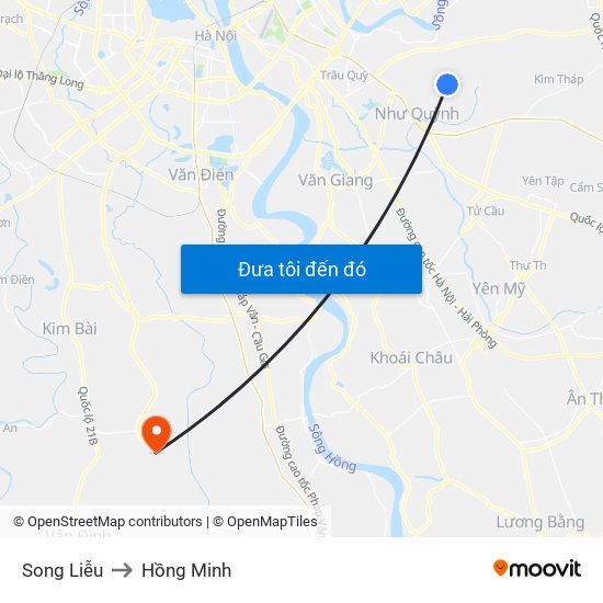 Song Liễu to Hồng Minh map