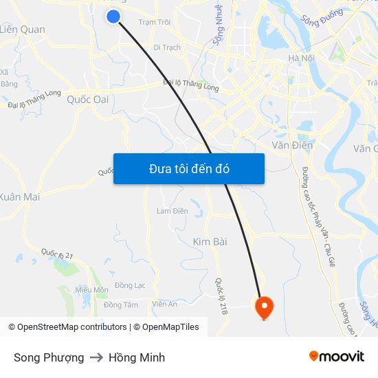 Song Phượng to Hồng Minh map