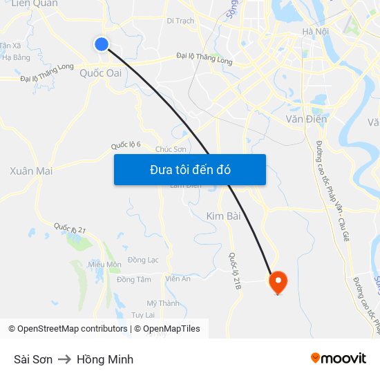 Sài Sơn to Hồng Minh map