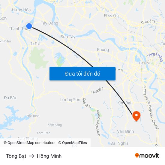 Tòng Bạt to Hồng Minh map