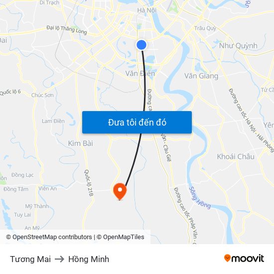 Tương Mai to Hồng Minh map