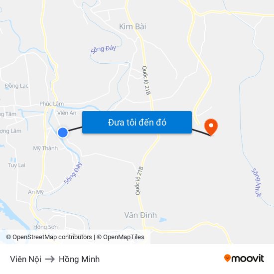 Viên Nội to Hồng Minh map