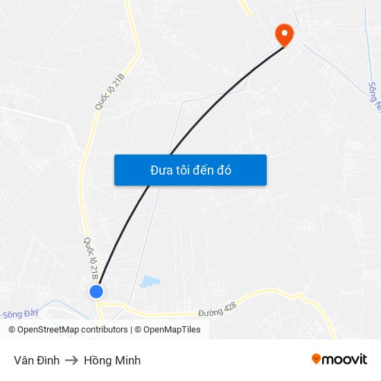Vân Đình to Hồng Minh map