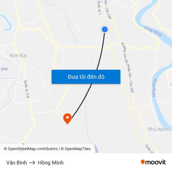 Văn Bình to Hồng Minh map