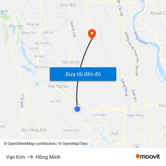 Vạn Kim to Hồng Minh map