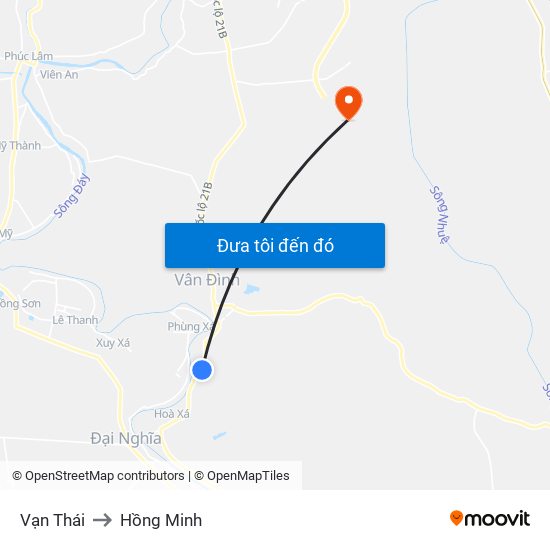 Vạn Thái to Hồng Minh map