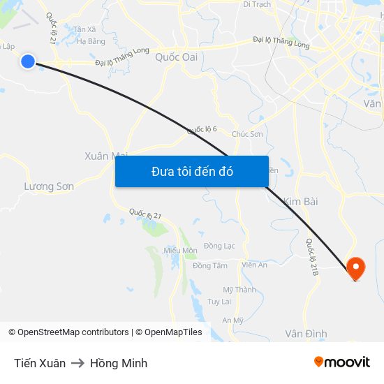 Tiến Xuân to Hồng Minh map