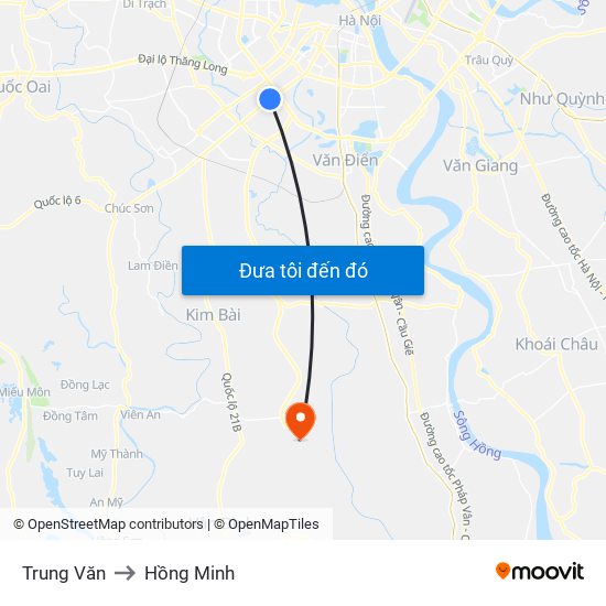 Trung Văn to Hồng Minh map