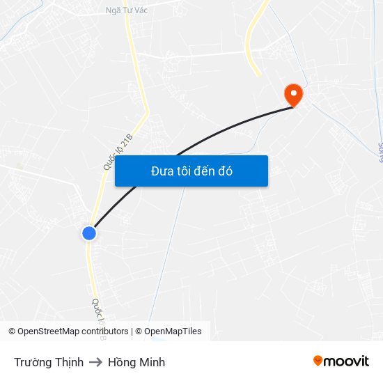 Trường Thịnh to Hồng Minh map