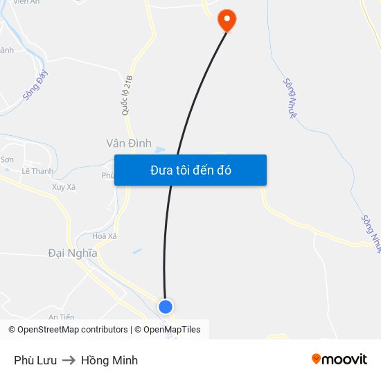 Phù Lưu to Hồng Minh map