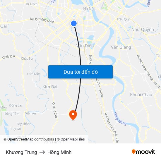 Khương Trung to Hồng Minh map