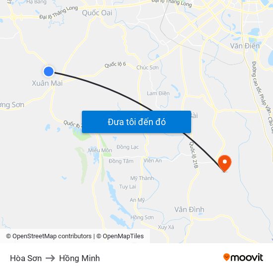 Hòa Sơn to Hồng Minh map