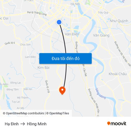 Hạ Đình to Hồng Minh map