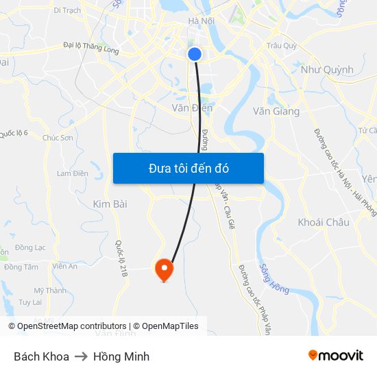 Bách Khoa to Hồng Minh map