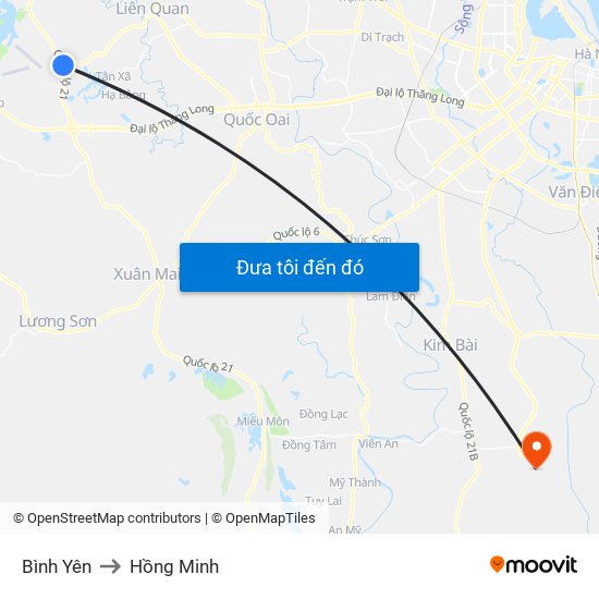 Bình Yên to Hồng Minh map