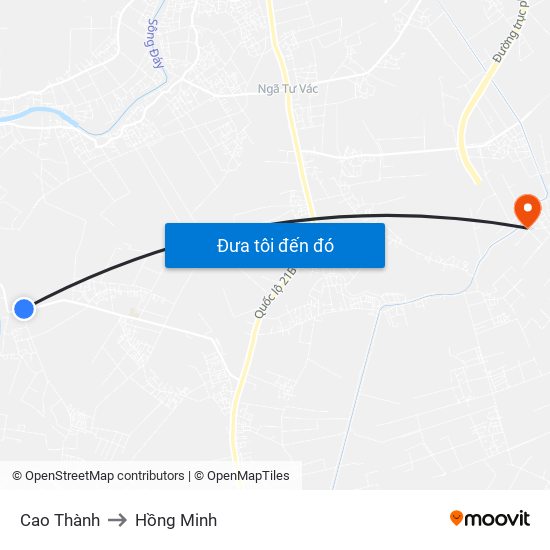 Cao Thành to Hồng Minh map