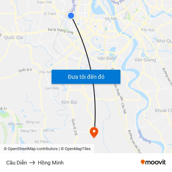 Cầu Diễn to Hồng Minh map