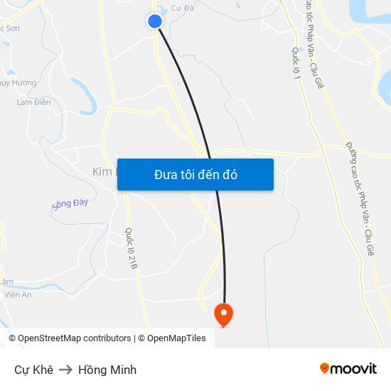 Cự Khê to Hồng Minh map