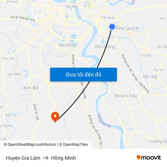 Huyện Gia Lâm to Hồng Minh map