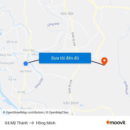 Xã Mỹ Thành to Hồng Minh map