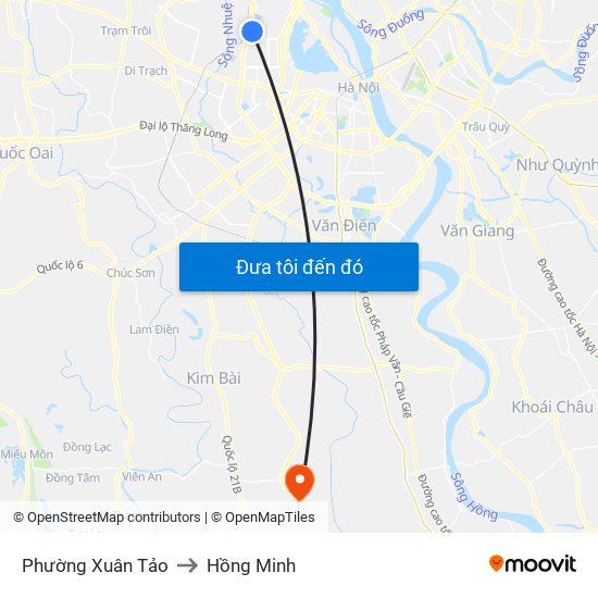 Phường Xuân Tảo to Hồng Minh map