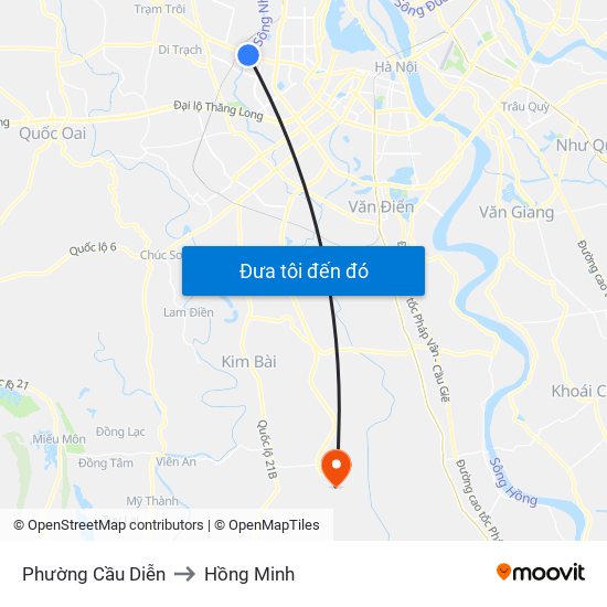 Phường Cầu Diễn to Hồng Minh map