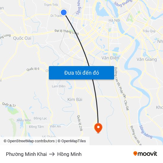 Phường Minh Khai to Hồng Minh map