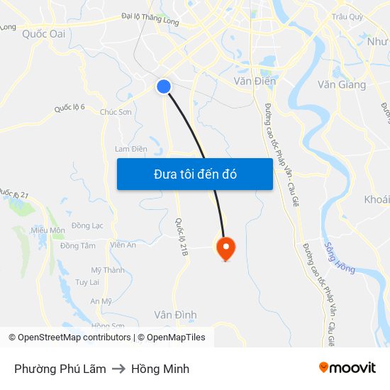 Phường Phú Lãm to Hồng Minh map