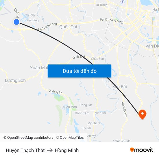 Huyện Thạch Thất to Hồng Minh map