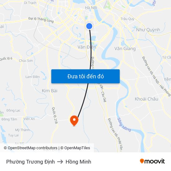 Phường Trương Định to Hồng Minh map