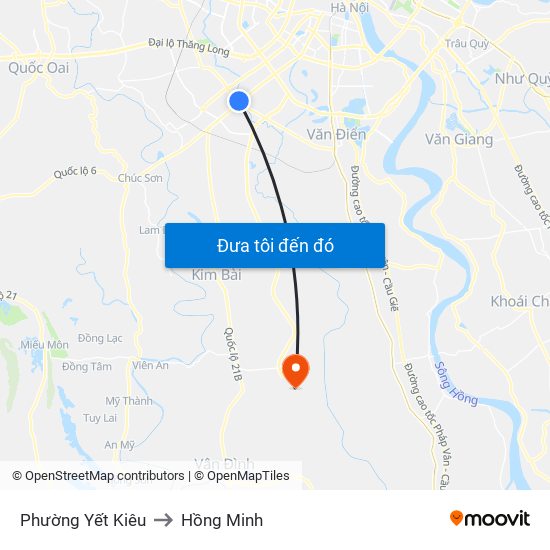 Phường Yết Kiêu to Hồng Minh map