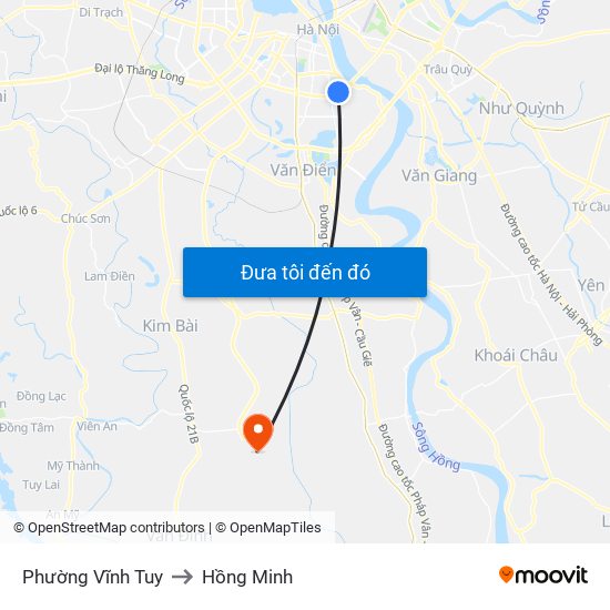 Phường Vĩnh Tuy to Hồng Minh map