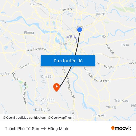 Thành Phố Từ Sơn to Hồng Minh map